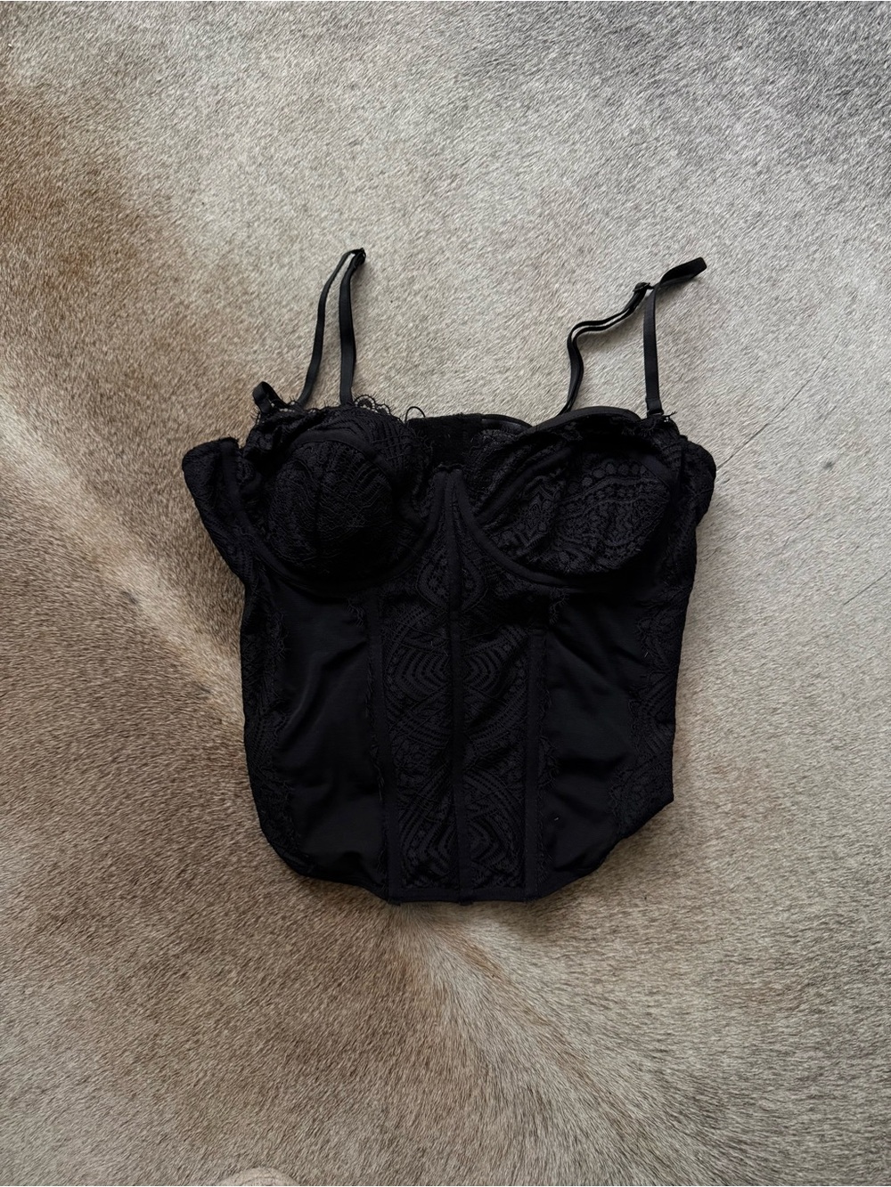 Garage Black Lace Bustier Top